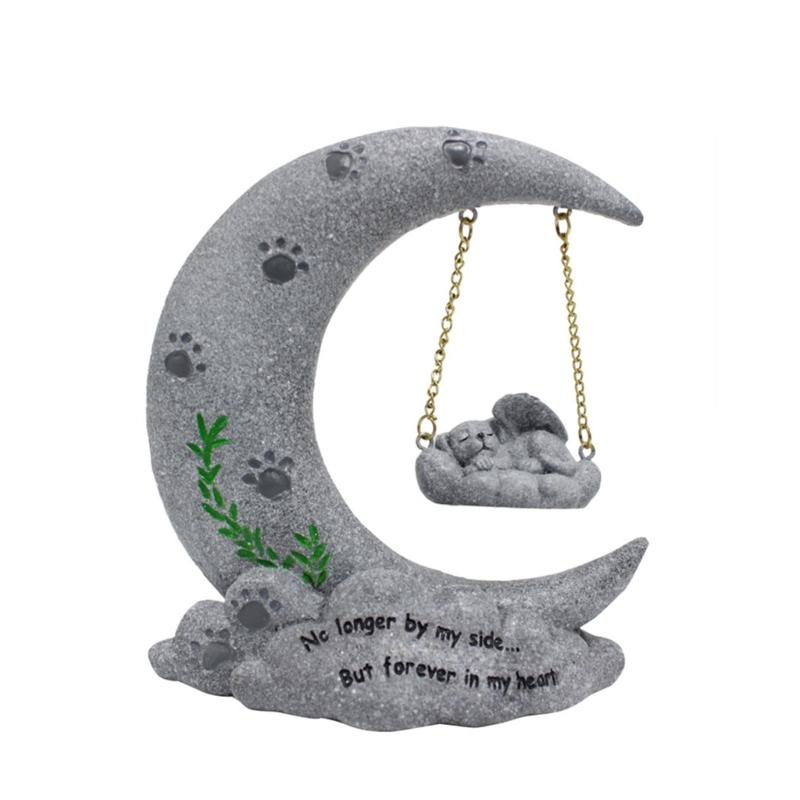 Swing On Moon Remembered Pet Memorials Stone Marker for Dogs Cats Pet Grave Headstones Tombstones Loss of Pet Gift