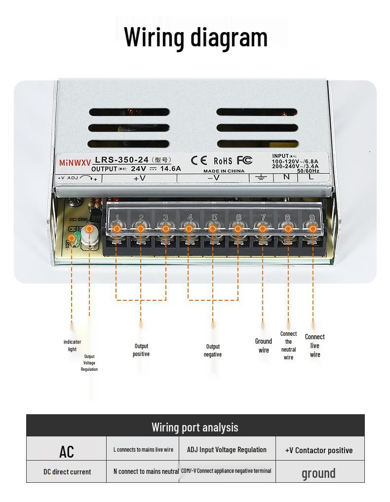 LRS Ultra-thin Switching Power Supply Transformer 220V to 12V/24V DC, Available in 35W/50W/100W/250W/600W Variants