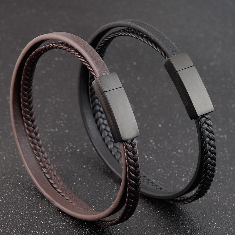 Genuine Leather Bracelet, Simple Leather Bracelet, Men's Cowhide Bracelet, Jewelry Magnet Bracelet 2026