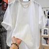 Women's Embroidered Striped Round Neck Short Sleeve T-Shirt - Lightweight, Stylish, and Casual Fit.