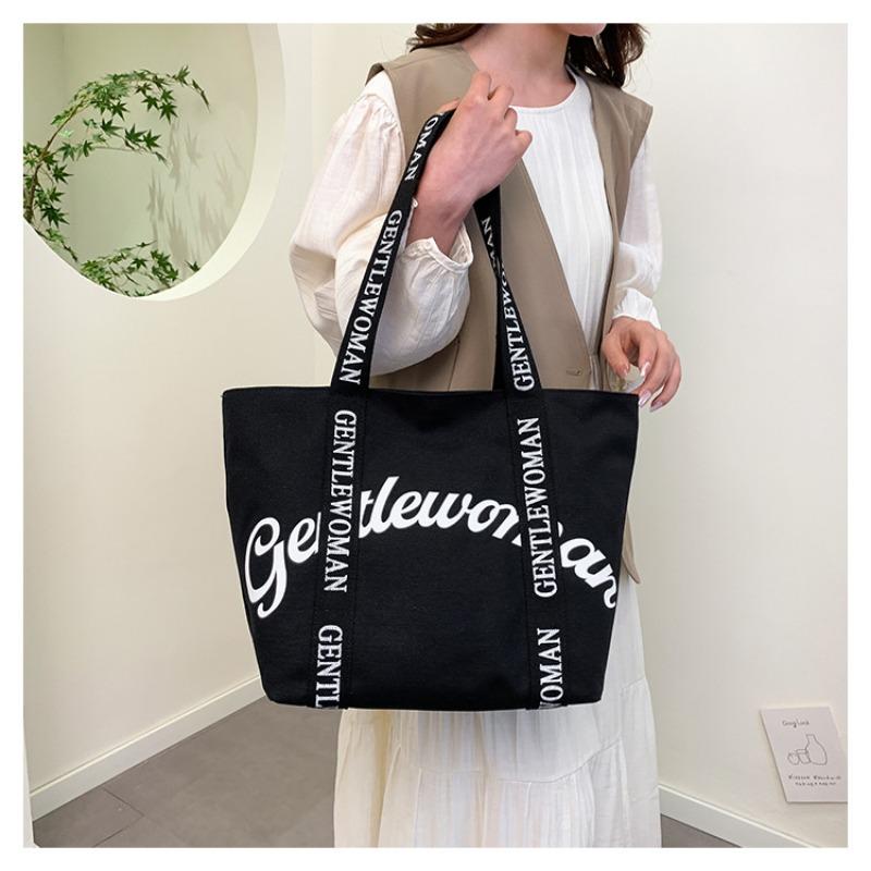 Large-capacity commuter tote bag, new letter shoulder strap, portable shoulder bag.