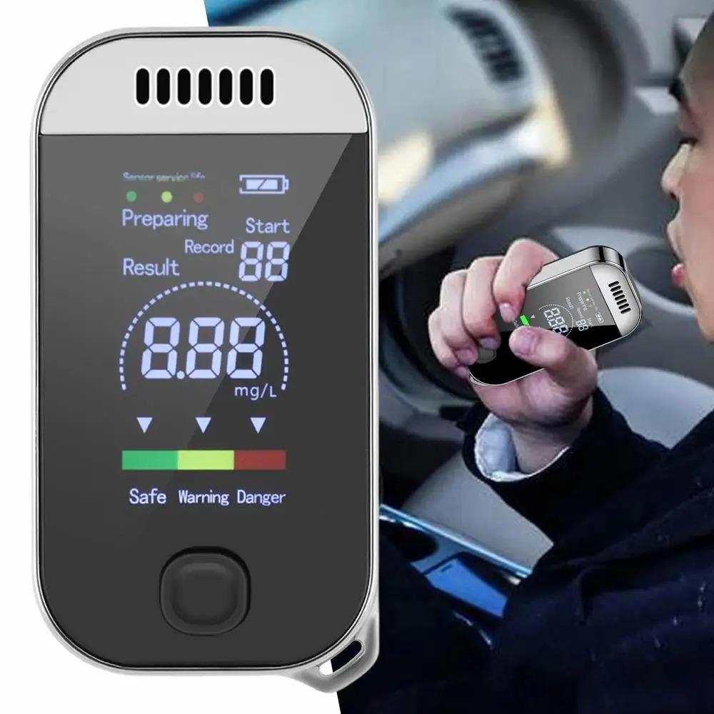 NEW LCD Display Alcohol Tester Professional Breathalyzer Portable Alcohol Detector USB Rechargeable Electronic Digital Breath Alcohol Tester KeyChain