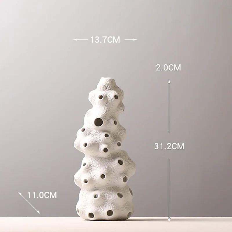 Creative Wind Tunnel Ceramics Vases Artificial Flowers Flower Arrangement Desk Decoration White Coral Porcelain Vase Home Decor