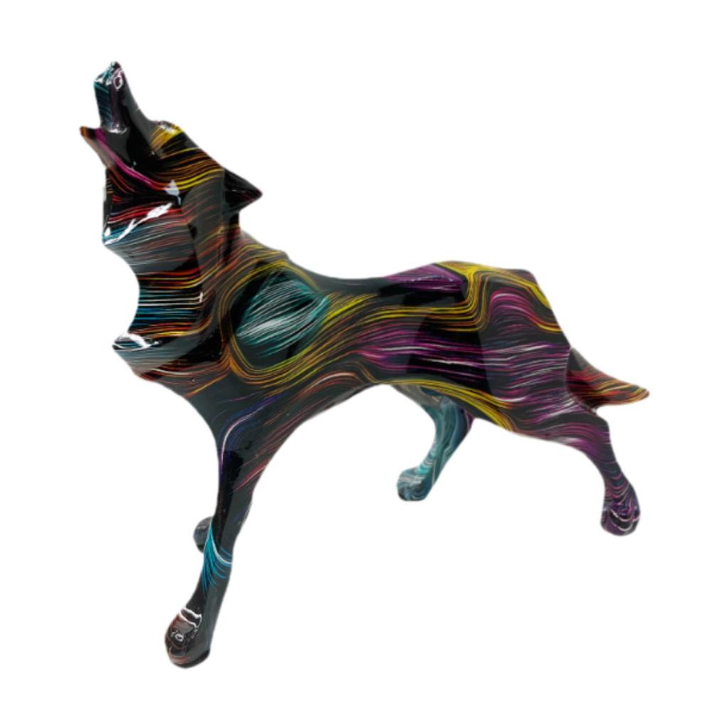 Wolf Statue Collecting Wear Resistant Keepsake Vivid Details Desk Ornament Resin Sculpture for Patio Balcony Office Shelf Indoor