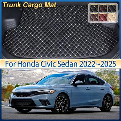 For Honda Civic MK11 FE Sedan 2022 2023 2024 2025 Leather Car Trunk Mat Anti-dirty Cargo Storage Cushion Boot Carpet Accessories