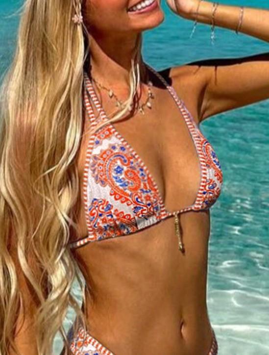 Fashion new small fresh print split bikini European and American sexy beach vacation swimsuit