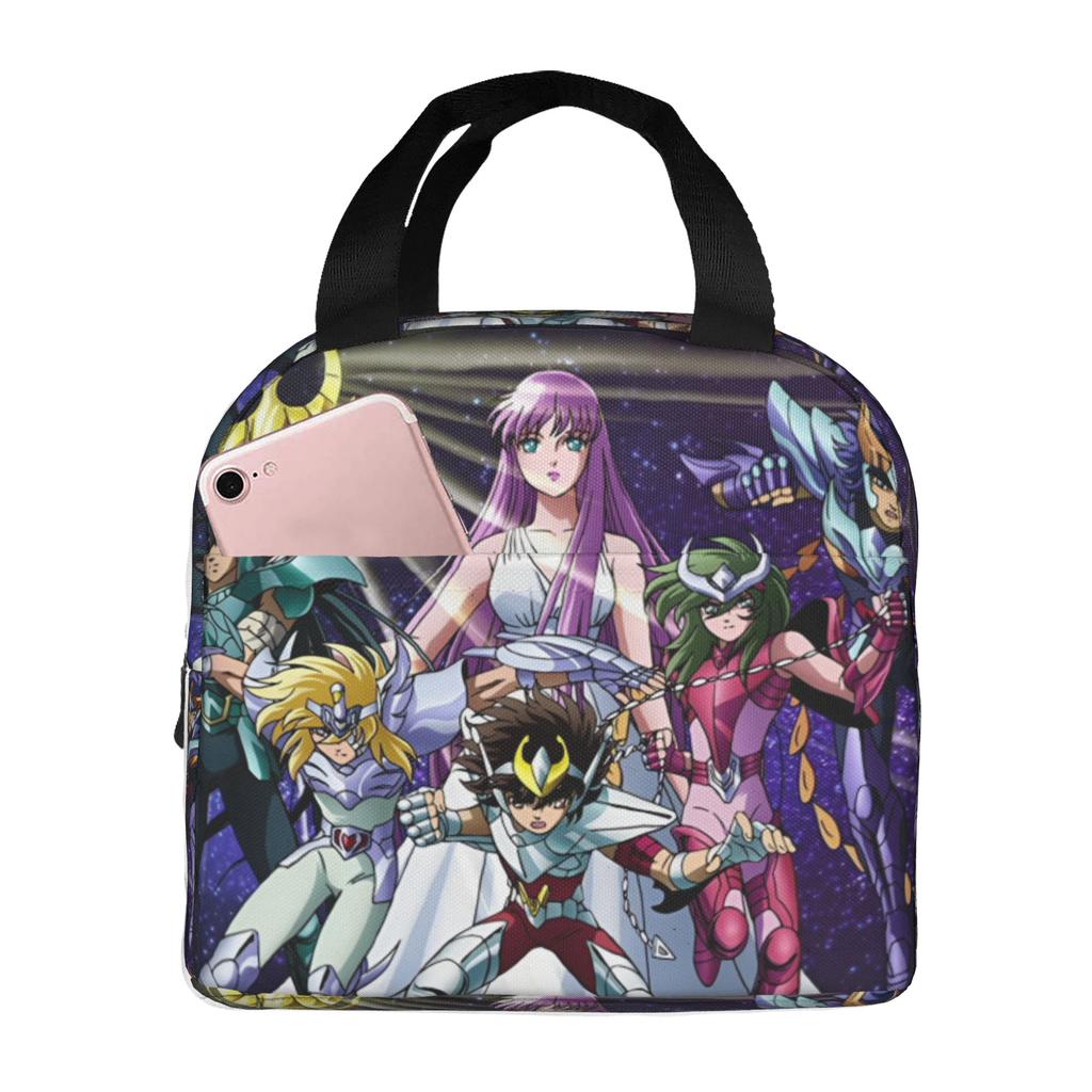 Custom Saint Seiyas Insulated Lunch Bag for Women Men Leakproof Anime Thermal Cooler Lunch Tote Beach Camping Travel