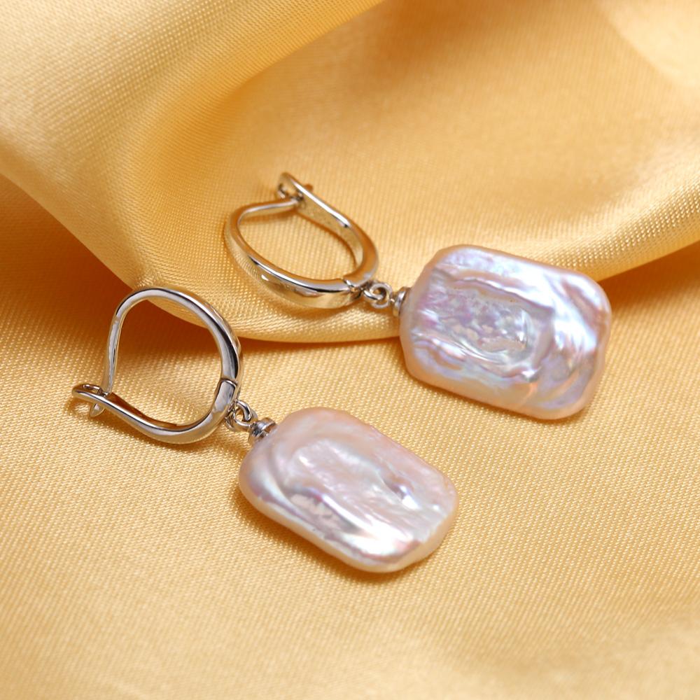 SENIKO Natuurlijke Zoetwater Grote Barok Parel Oorbellen Mode Zirkonia Parel Hangende Oorbellen Voor Vrouwen Feest Sieraden