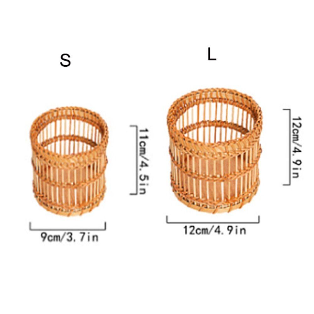 Tabletop Storage Bamboo Woven Pen Container Multi-functional Storage Basket  School
