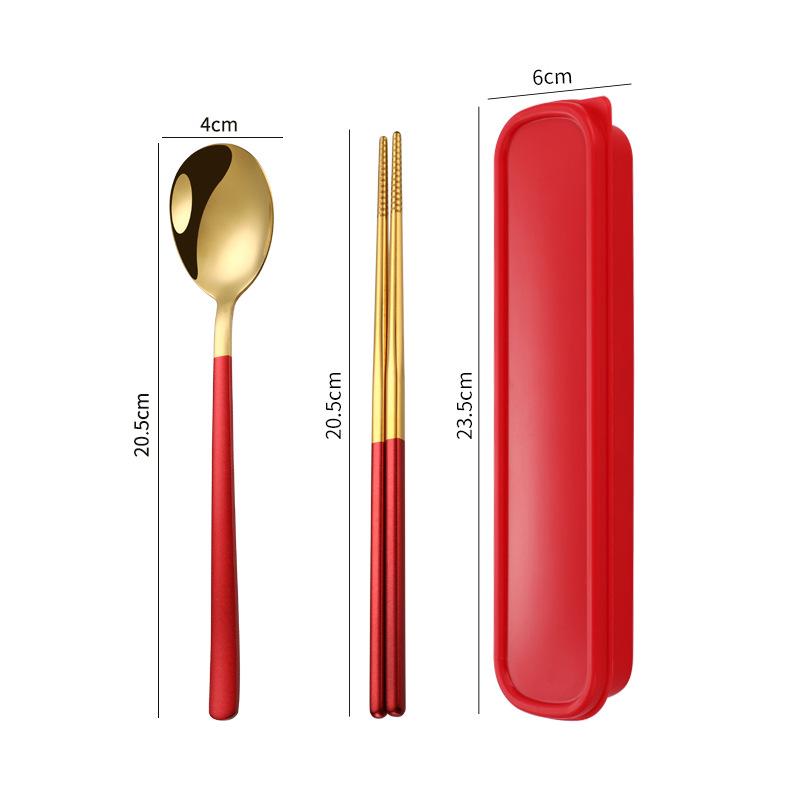Three-Piece Japanese Stainless Steel Cutlery Set: Spoon, Fork, Chopsticks