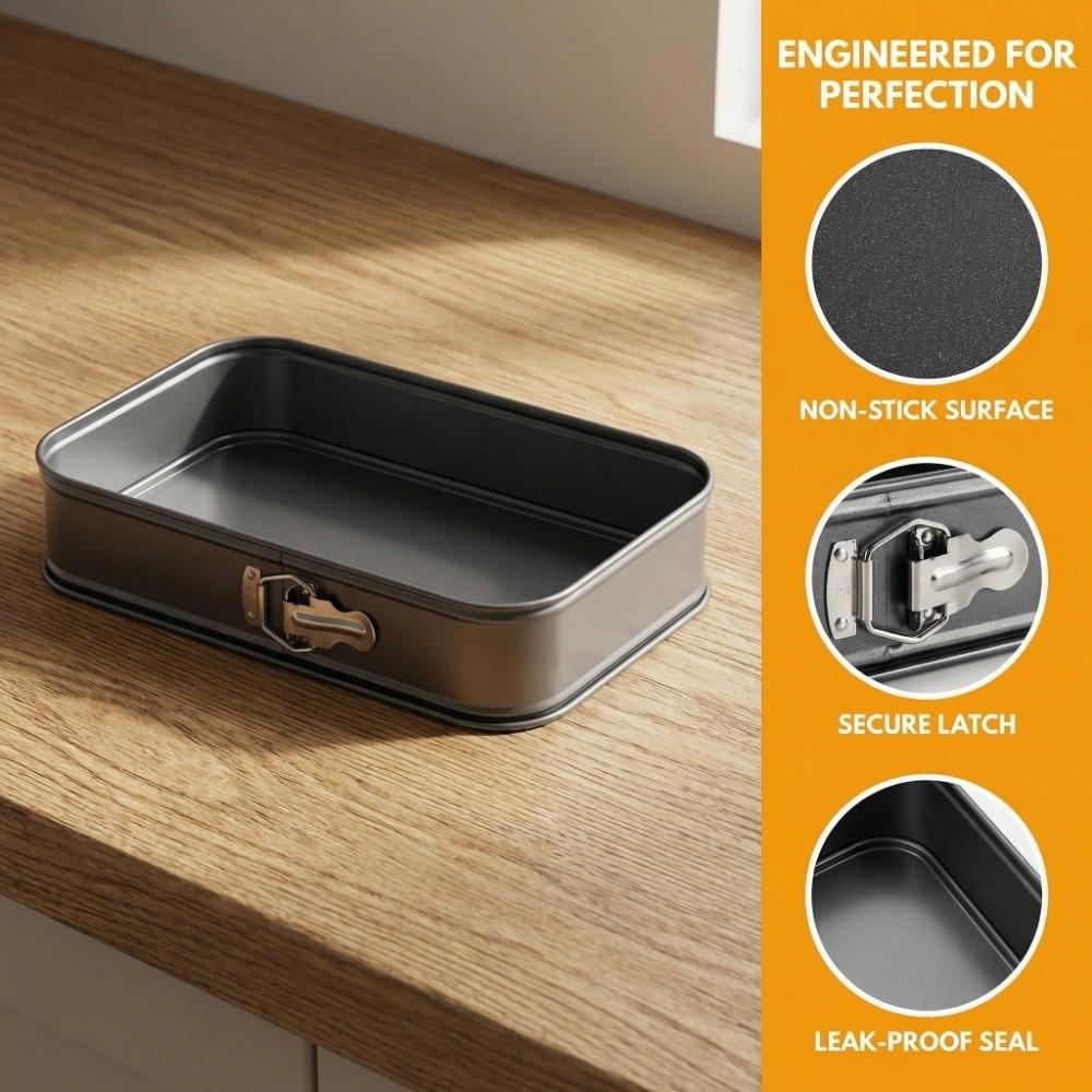 Non-Stick Coating Rectangular Cake Pan with Buckle Cheesecake Baking Mould  Pastry Making