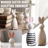 Wooden Easter Bunny Lifelike Animal Sculpture Ornament Vintage Tale Gift