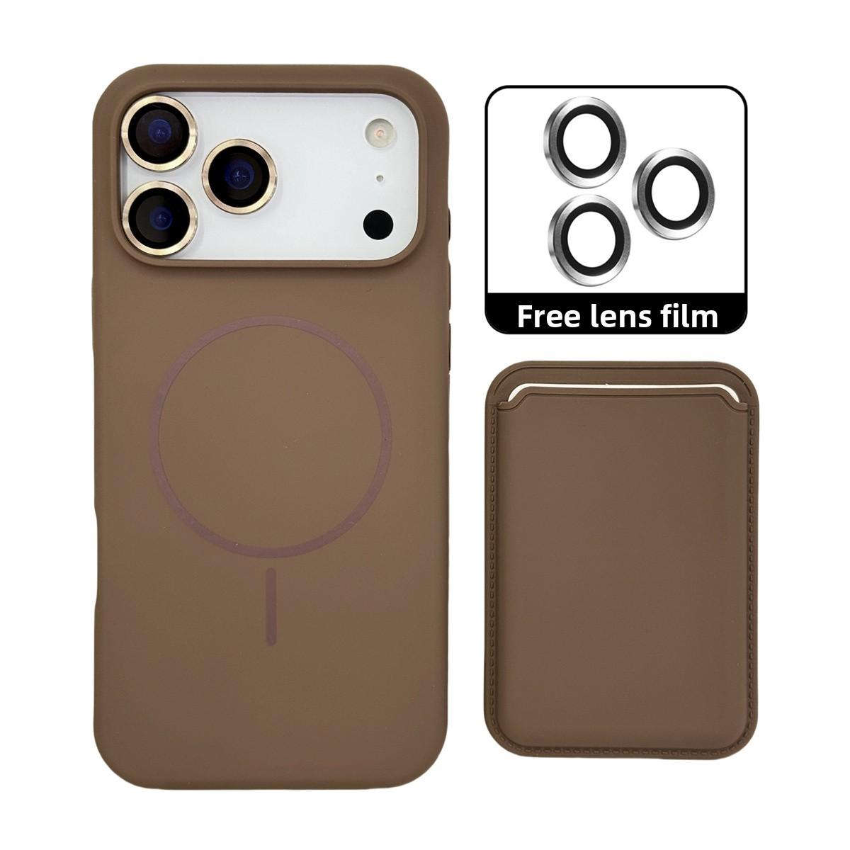 

3IN1 Silicone Card Holder Magnetic Phone Case for IPhone 17 Air 16 15 Plus 14 13 Pro Max Lens Protectors Wireless Charge Cover iPhone 15