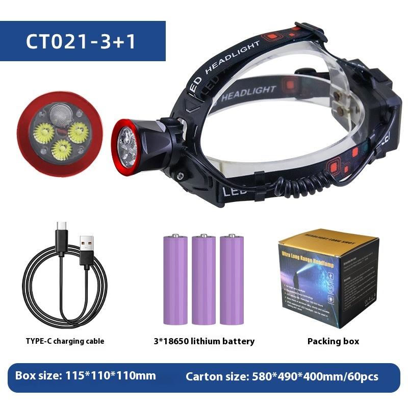 Powerful Headlamp Rechargeable 3+1 Led headlight Torch Outdoor Fishing Hunting Camping Portable Flashlight Lantern