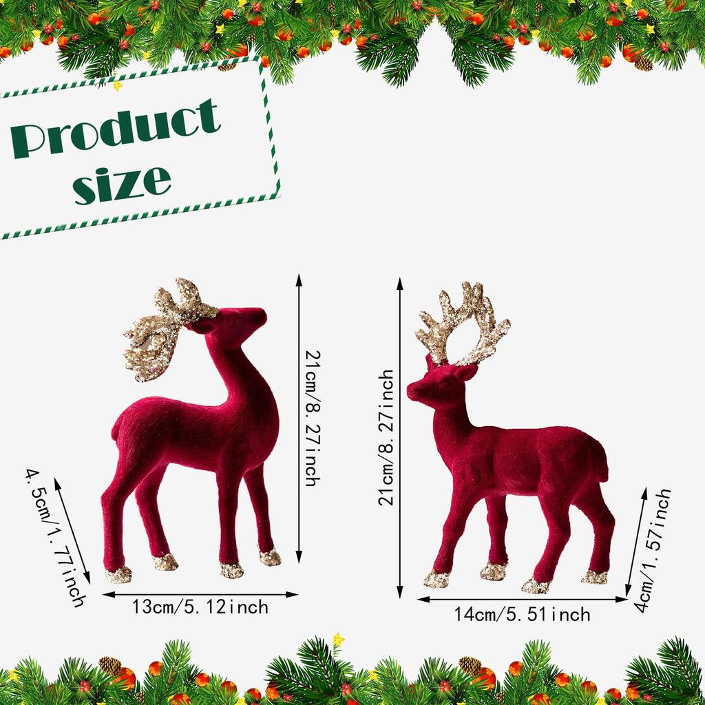 2 Pieces Christmas Reindeer Statues Animal Sculptures Ornament for Home