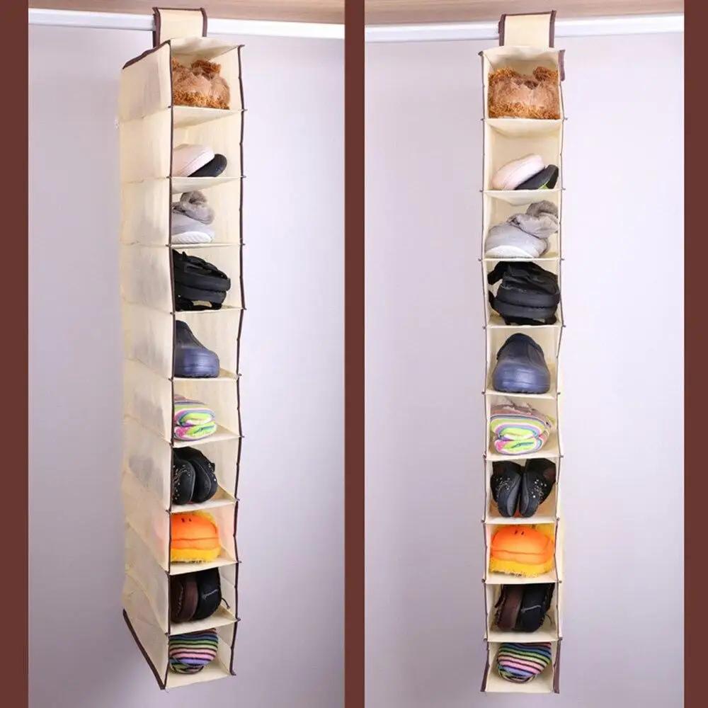 Hängende Aufbewahrungstasche mit 10 Schichten, Schrank-Organizer, Kleiderschrank-Organizer, Aufbewahrungstasche für Kleidung an der Tür, Schuhe, Hängeschrank-Organizer