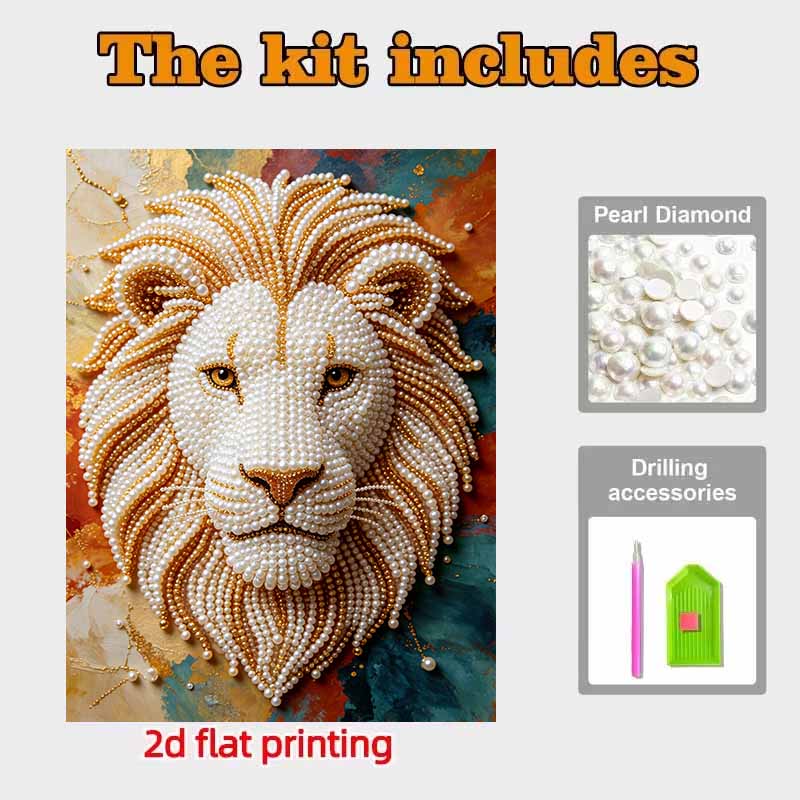 Pearl Art Painting Home Wall Decor Golden Lion Pearl Gemstone Painting Picture Crafts Adult/Beginner Gift Creative Home Decor Unframed