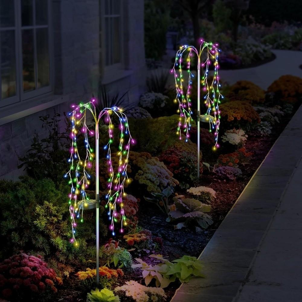 120LED Willow Tree Lamp 8 Lighting Modes String Light Decorative Pathway Flowers Lights  Garden