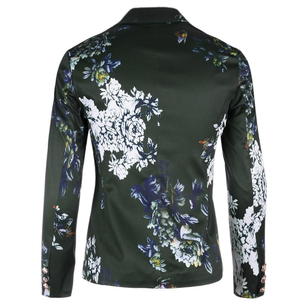 Men's Stylish Casual Print  Business Wedding Party Outwear Coat Suit Tops