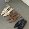 Fashion Luxury Mesh Women Heeled Sandals Designer Mid Heels Shoes Woman Slides Fashion Summer New Style Popular Elegant Walking Sandals