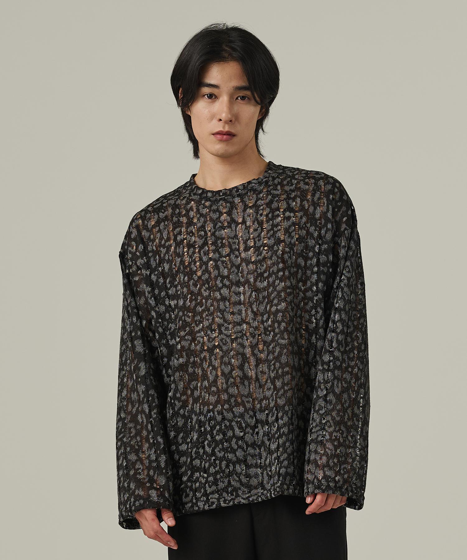 Analog Mood Round Net Long Sleeve Knit (Black) Free