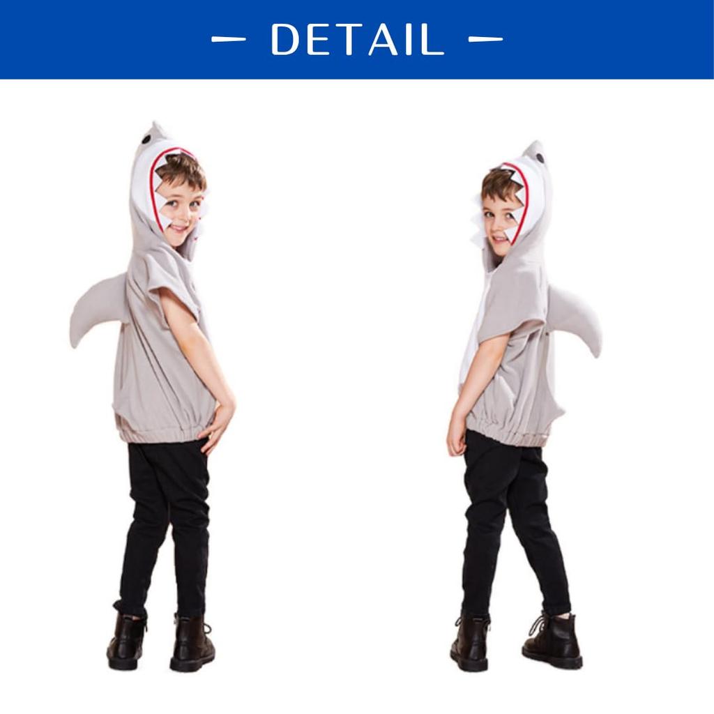Uccellino Animal Kigurumi Costume for Kids, Cosplay, Halloween (Shark, 120cm)