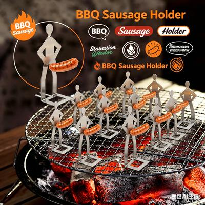 Stal Nierdzewna Uchwyt na Kiełbaski do Grilla Nowość Impreza Kemping Prezenty Zabawny Rożen do Kiełbasek Wielokrotnego Użytku Grill do Hot Dogów na Kemping Plenerowy