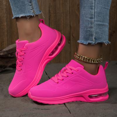 Baskets Roses en Cuir pour Femme Chaussures de Sport Rose pour Femme Chaussures pour Femme à Coussin d'Air Baskets à Semelle Épaisse Chaussures de Tennis Baskets Décontractées pour la Marche Femme