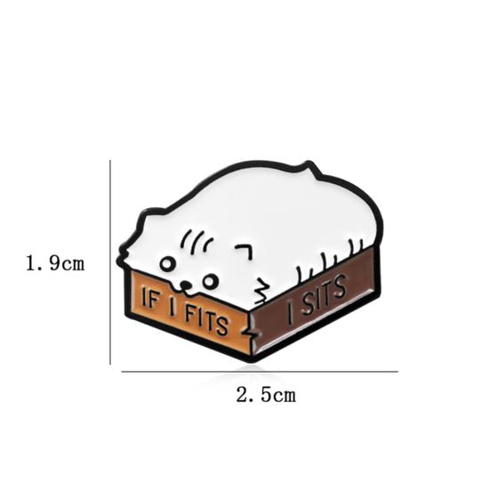 Cartoon Cat Enamel English Letter If I Fits I Sits Brooch Pin Collar Badge Decor