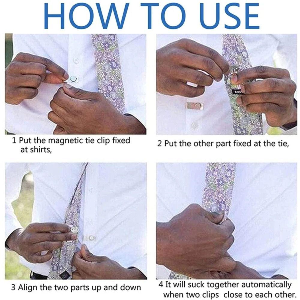 Magnetic Tie Stay Clips Anti-wrinkle Automatic Fixing Buckle Unisex Tie Holder Clips Men