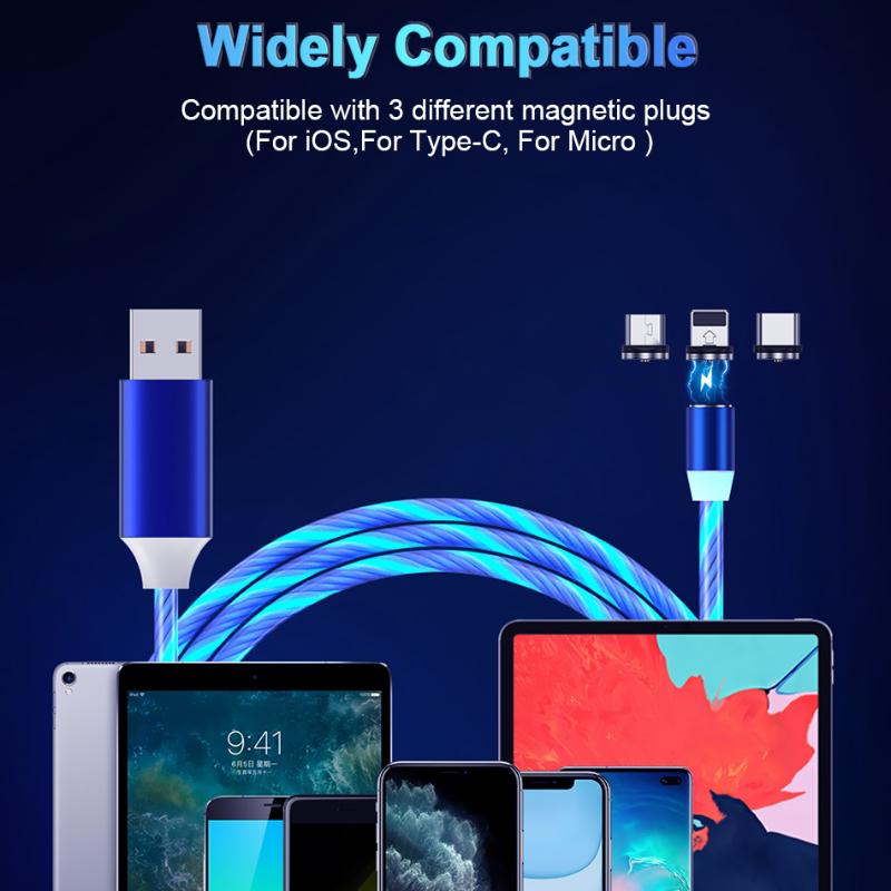 Vloeiende Licht Data Kabel, Magnetische Telefoon Oplaadkabel, Multifunctioneel, Stijlvol en Cool Ontwerp met Ademend Lichteffect