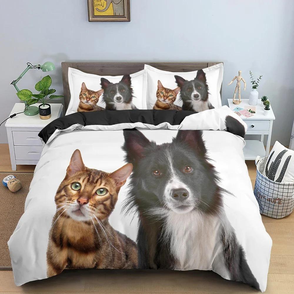 Cartoon Pet Bedding Set Cute Animals Duvet Cover Pattern Comforter Covers Twin King Size Quilt Cover With Pillowcase Bedclothes