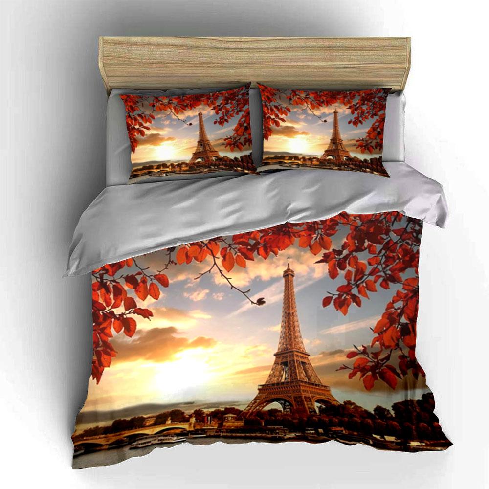 Eiffel Tower and Foliage. Bedding Sets Duvet Cover Sets Duvet Covers Pillowcases(1*Duvet Cover 2*Pillowcases Without Duvet Insert)