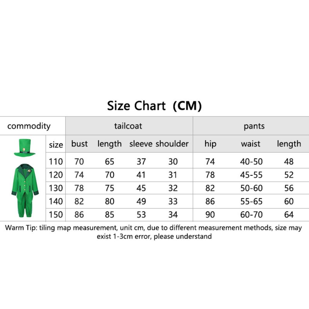 Leprechaun Frack Festliches Grün Polyester Kostümjacke Outfit St. Patrick's Day Party Halloween Bühnenprogramm Aufführungskleidung