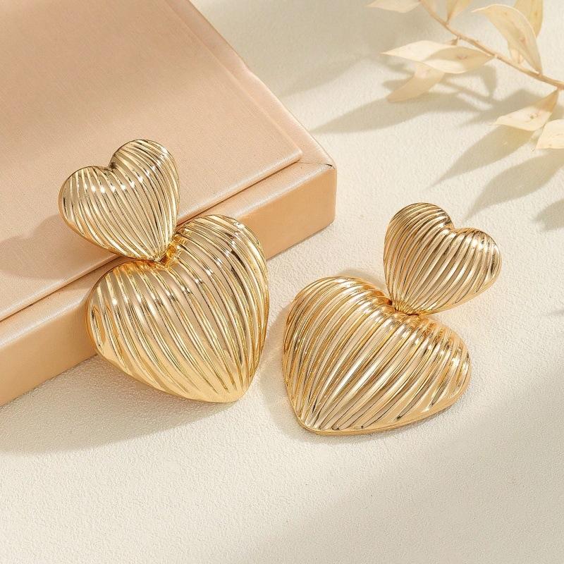 Striped Love Temperament Fashionable High-end Versatile Trendy Earrings