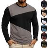 Men Long Sleeve Color Block T Shirt Casual Slim Fit Crew Neck Base Layer Top for Everyday Wear Comfortable Fabric