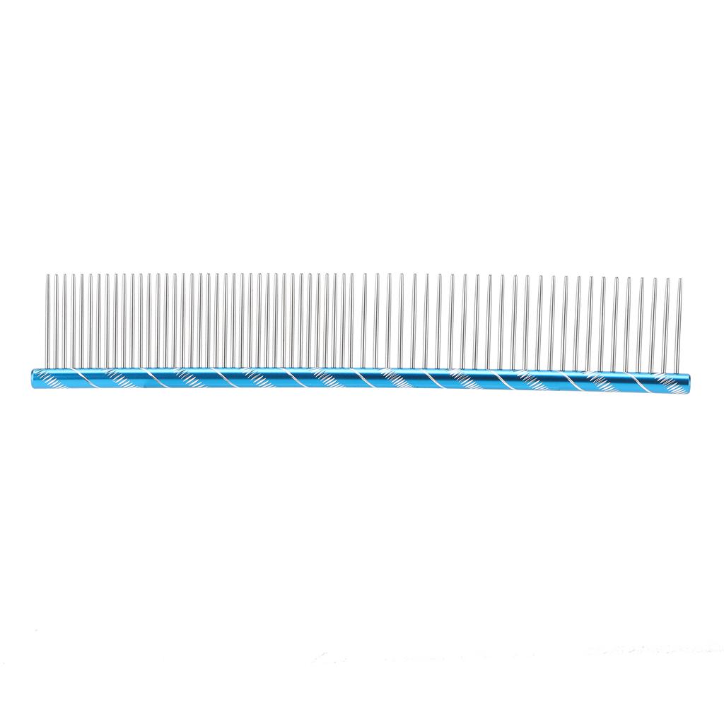 Pet Comb Stainless Steel Teeth Straight Comb Removes Knots and Tangles for Dogs and Cats19cm Blue