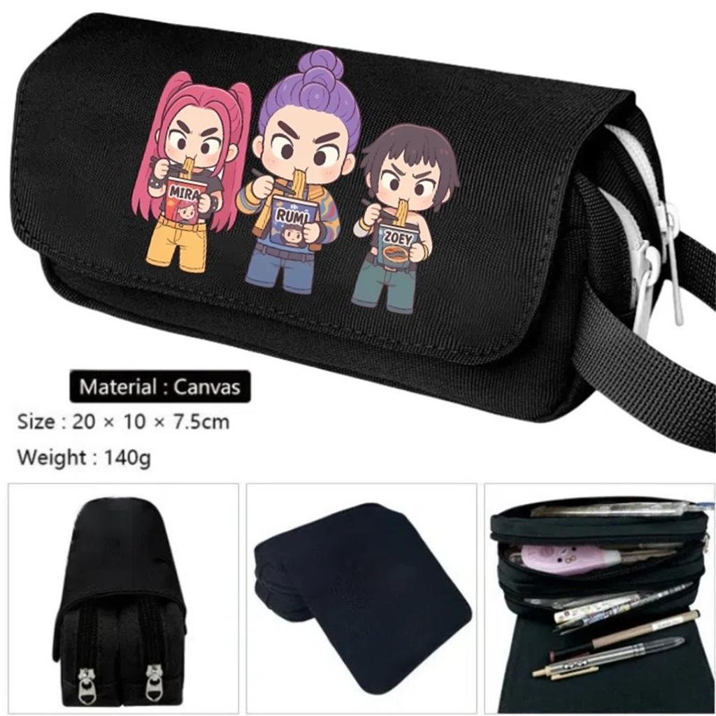 Cartoon Print Large Capacity Double Layer Portable Pencil Bag, Stationery Bag For Primary And Secondary School Students