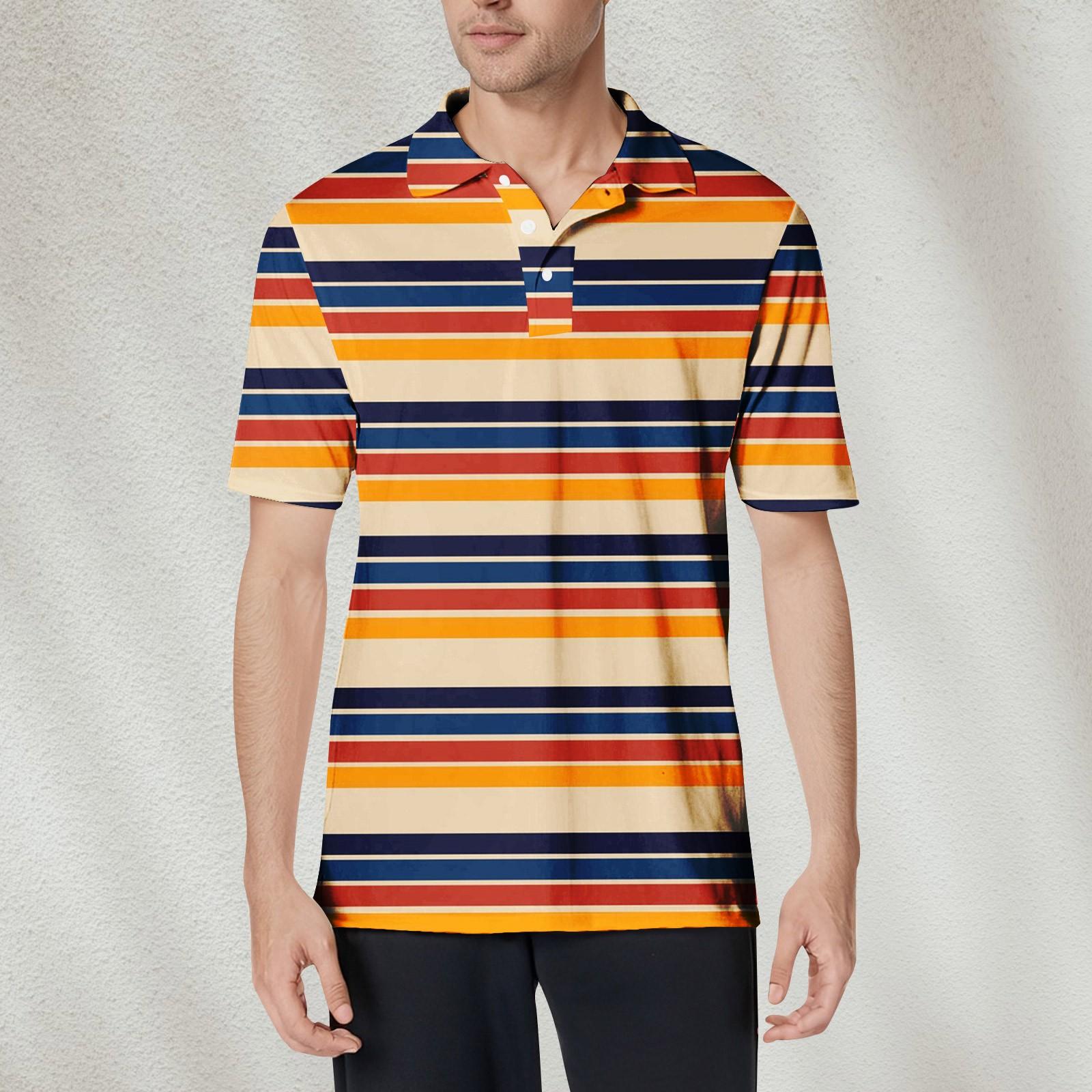 

Мужская рубашка с коротким рукавом и полосатым принтом из мягкого хлопкового воротника, влагоотводящая рубашка XXXL жёлтый