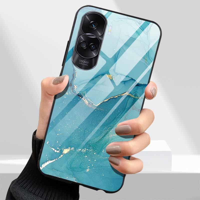 Tempered Glass Hard Cover For Honor 90 Lite 5G Case Lovely Marble Funda Coque For Honor 90 Pro Honor90 90Lite 90Pro Phone Shells