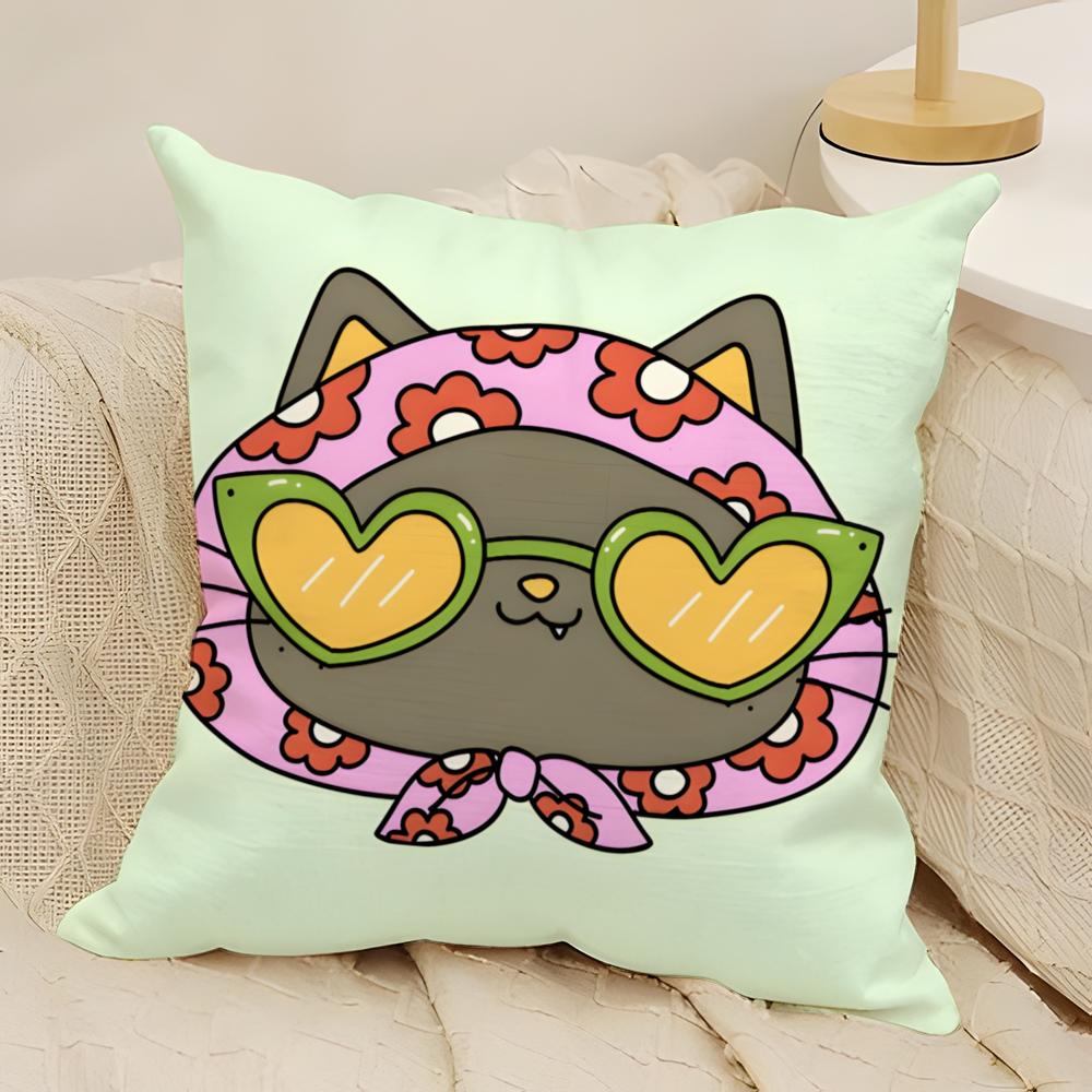 fashing and surprising cat patterns Pillow Case Natural Linen Double-Sided Printing Sofa Home Decor Cushion Cover