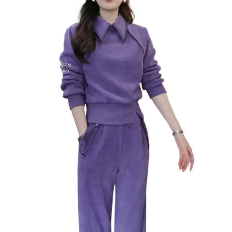 Thick Velvet Fashionable Casual Suit for Women in Autumn and Winter, Korean Style, Slim and Versatile Top