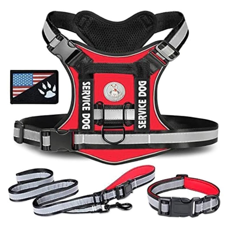 Dogs Chest Harness with Leash Tactic Pet Vest Harness Easy Control Dogs Walking Training Reflective Harness Pet Supply L красный