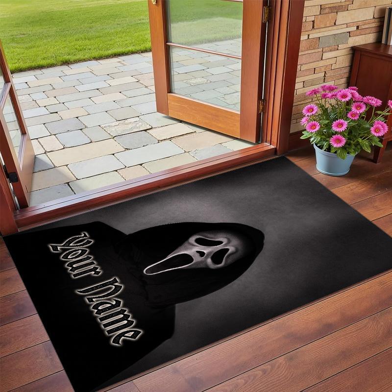 Crystal Velvet Rug Custom Name Text, Soft Non Slip Floor Mat Home DecorScream Ghostface