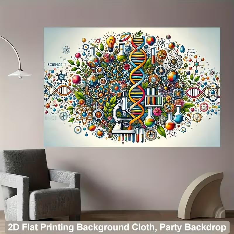 

Colorful DNA Science Backdrop, STEM Education Classroom Photography Background 47.2x31.5inch/120*80cm
