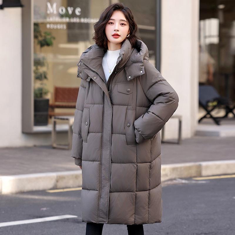 Winter new hooded long knee thickened cotton-padded clothes women's cotton-padded jackets loose down cotton-padded clothes women's