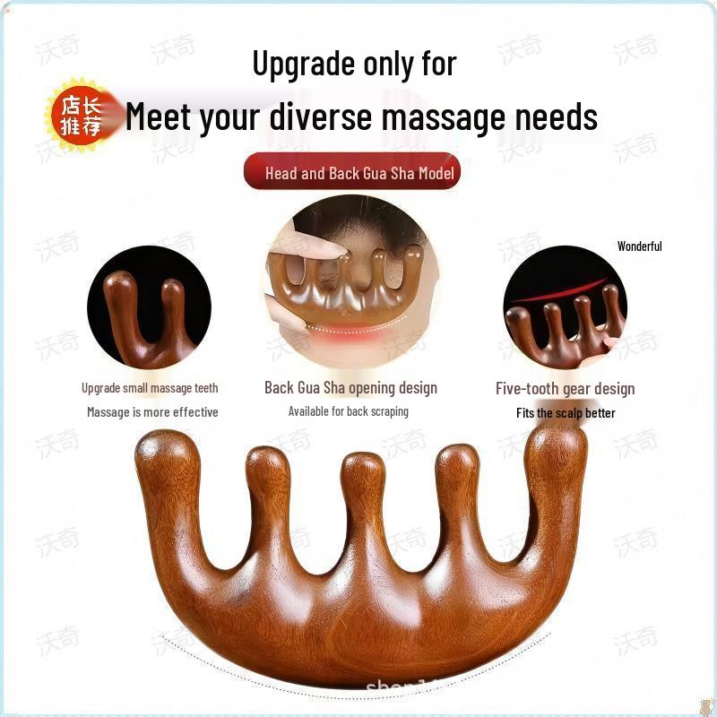 Sandalwood Massage Comb - Portable Wooden Scalp & Meridians Care, Engraved LOGO, Ideal Health Companion Gift