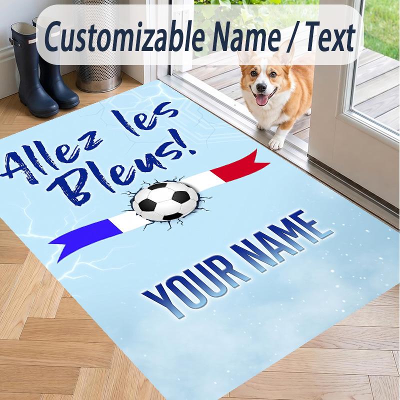 Custom Text Printed Rug France national football team Non Slip Floor Carpet For Home Room Decor