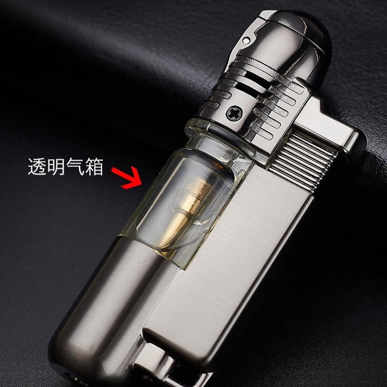 Inflatable Windproof Lighter Straight Flame Cigarette Lighter Metal Cigarette Accessories Men's Gift