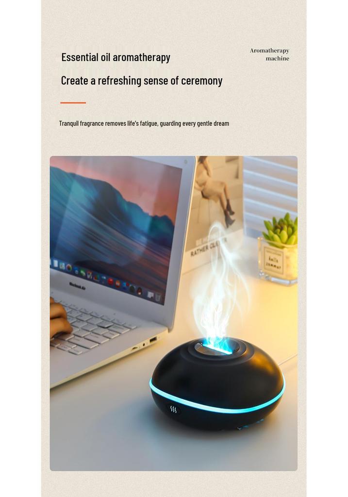Seven-Color Simulated Flame Aroma Diffuser & Humidifier with Gradient Light